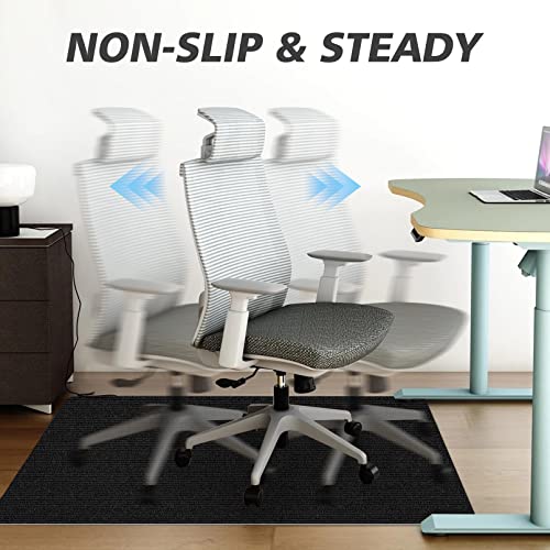 Sycoodeal Office Chair Mat for Hardwood Floor,Office Computer Gaming Chair Mat for Tile Floor,Large Floor Protector Rug,Anti-Slip,Easy to Clean,Carbon-Black (48"x60") - size: 48*60"