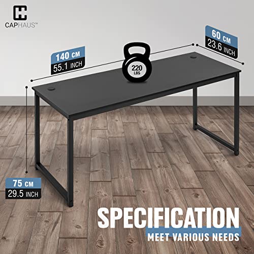 CAPHAUS 55 Inch Computer Desk, Home Office Desk, Modern Work Desk, Writing Desk for Small Space, Simple Desk for Home Use & Office, PC Table, Gaming Desk, Space-Saving Workstation, Black - size: 55 inch