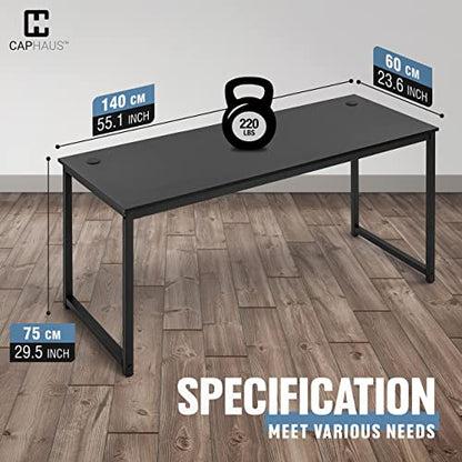 CAPHAUS 55 Inch Computer Desk, Home Office Desk, Modern Work Desk, Writing Desk for Small Space, Simple Desk for Home Use & Office, PC Table, Gaming Desk, Space-Saving Workstation, Black - size: 55 inch