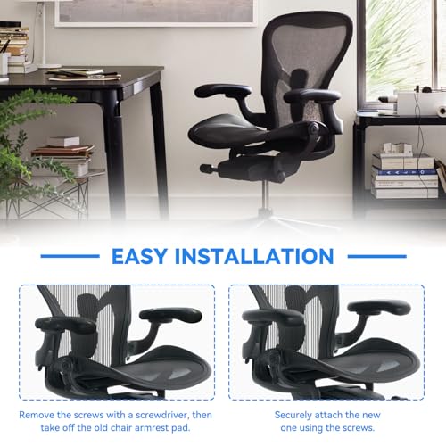 Chair Armrest Replacement for Herman Miller Classic Aeron Chair - Office Chair Arm Pads Replacement Black-1 Pair