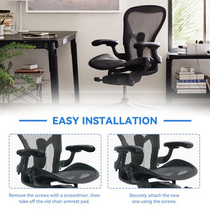 Chair Armrest Replacement for Herman Miller Classic Aeron Chair - Office Chair Arm Pads Replacement Black-1 Pair