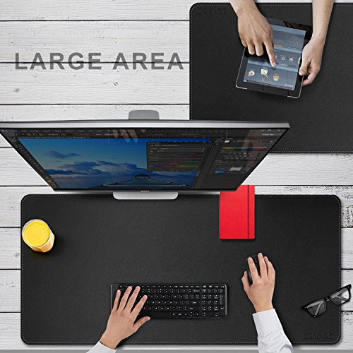 CENNBIE Leather Desk Mat Protector, 39.3" x 19.6" Large Mouse Pad(Black) - color: Black, size: 39.3" x 19.6"