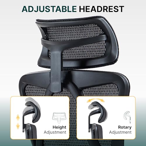 Ergonomic Mesh Office Chair, 3D Adjustable Armrests Desk Chair with 360° Swivel Silent Casters, 90°-120° Reclining Backrest Adjustable Gaming Chair for Home Office - color: Black, style: Americana