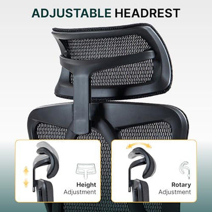 Ergonomic Mesh Office Chair, 3D Adjustable Armrests Desk Chair with 360° Swivel Silent Casters, 90°-120° Reclining Backrest Adjustable Gaming Chair for Home Office - color: Black, style: Americana