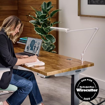 UPLIFTDESK E7 LED Desk Lamp with Clamp - 3 Color Mode Architect Desk Lamp | Dimmable Desk Lights for Home Office, Computer Desk Light with Adjustable Swing Arm, Modern Desk Lamp for Standing Desk - color: Silver Clamp Only