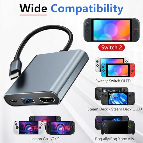 TV Dock for Switch 2/Switch 1/OLED,Support 4K@60Hz~120Hz/1000M Ethernet