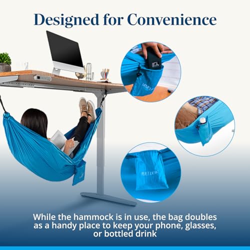 UPLIFT Desk Under Desk Hammock – Hammock for Office, Ergonomic Office Supplies Perfect for Rest & Relaxation, Durable and Easy to Use (Blue) - color: Blue