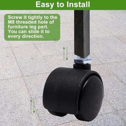 Plastic Caster Wheels 1 Inch, M8 Threaded Swivel Casters Set of 4, Black Nylon Replacement Casters Wheels for Furniture Table Cabinet Office Chair - style: 1 Inch-Threaded Stem