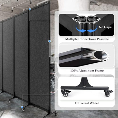 Room Partition 2.0 Upgrade Version, 8'2"L* 6'7"H,4 Panel,Dark Grey - color: Dark Grey, size: 4