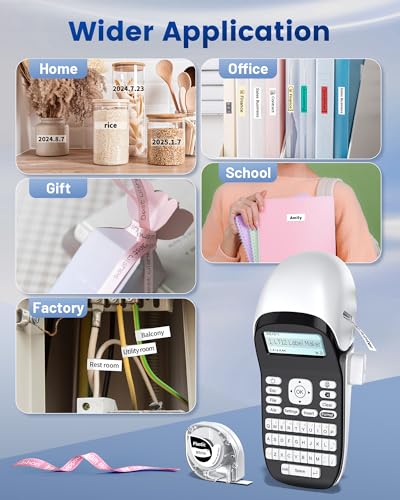 Phomemo Label Maker Machine with Tape LT12, QWERTY Keyboard Label Makers | Rechargeable, Bluetooth Handheld Labeler for Home, Office, Outdoor, Gray