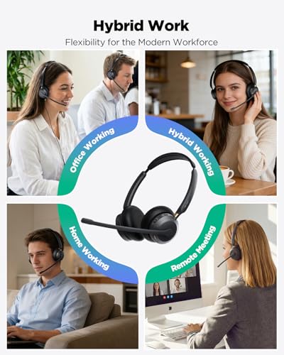 acer Wireless Headset with Mic for Work,Bluetooth Headset for Clear Call ＆ Meeting, Work Headset with Charge Stand for Remote & Office, Bluetooth 5.3 & 2.4G Headset for PC, Phone, Teams, Zoom - OHR689 | Work Headset with Charge Stand for Remote & Office,
