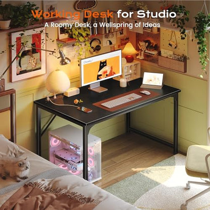 PRAISUN 40 X 24 Inch Deeper Desk with Power Outlets - color: Black, size: 39.4*23.6 inch