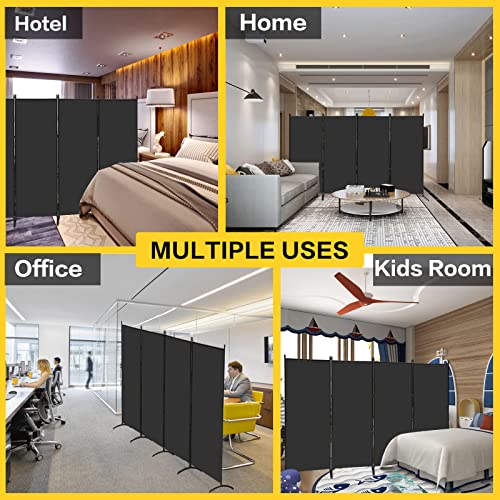 MAYOLIAH 4 Panel Privacy Screen Room Dividers 6FT Tall Portable Office Wall - color: Black, size: 34"-4 Panel-Arc Base