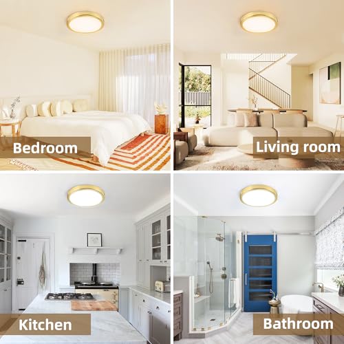 Hlite 9 Inch LED Flush Mount Ceiling Light,1800LM,4PacK,3CCT | 18W 3000K/4000K/5000K Selectable, Super Slim, Low Profile Round Ceiling Light Fixtures for Kitchen Bedroom Hallway,Gold - color: Gold, size: 9 inch-4