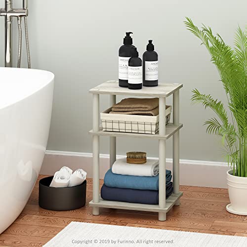 Furinno JUST Side Table, 3-Tier End Table, Open Shelves Night Stand, Bedside Table, Toolless Assembly, for Living Room, Bedroom, Bathroom, Sonoma Oak - color: Sonoma Oak/White, size: 3-Tier, Round Pole, style: 1-Pack
