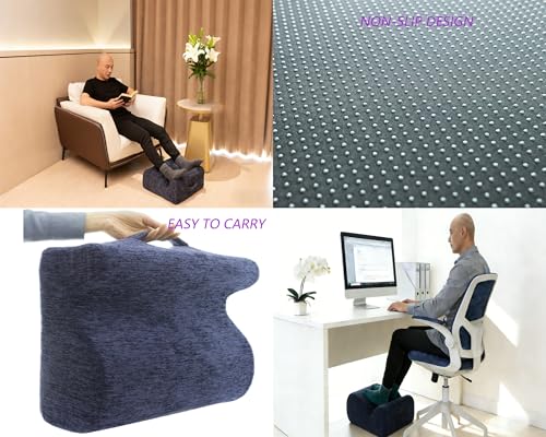 Desk Footstool - Ergonomic, Non-Slip Footstool with Two-Way tilt Design and Comes with a Removable, Washable Cover. Suitable for desks, Homes, Offices, and Cars (Dark Blue). - color: Dark Blue