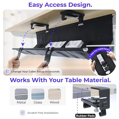 Ascrono Original Under Desk Cable Management Tray, Black, 40.6" - color: Black, size: Large (40.6 in)