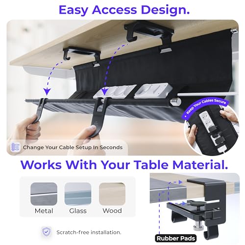 Ascrono Original Under Desk Cable Management Tray, Black, 53.9" - color: Black, size: Extra Large (53.9 in)