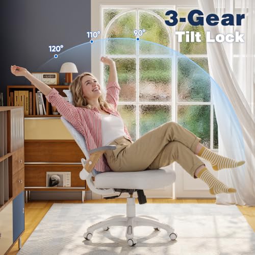 Ergonomic Office Chair, High Back Home Desk Chair with Flip-Up Arms, 3D Headrest, 90-120° Tilt and Wide Cushion Seat, Big and Tall Computer Chairs for Man Woman, Mesh Chair Black Woodgrain - color: Natural Wood