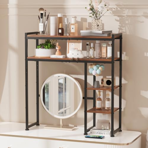 Aetheris Desktop Organizer Shelf, 30" Wooden Office Storage Rack, Display Shelf Rack, 5 Tier Desktop Display Rac, Desk Shelf, Desk Hutch for Computer Monitor (Brown)