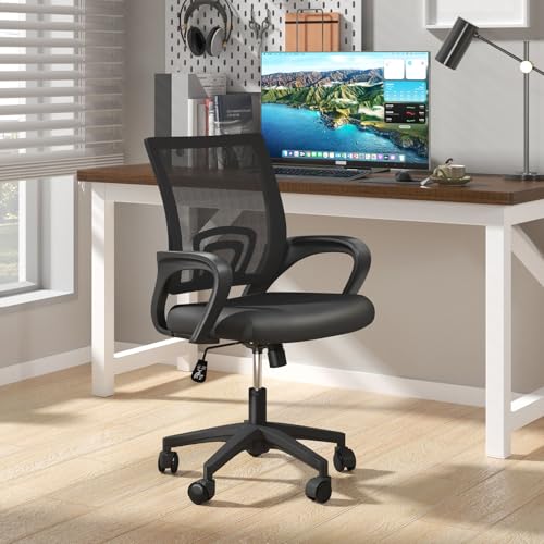 OS MOTOR Ergonomic Mid-Back Mesh Office Chair (Black, 2 Pack) - color: Black, size: Double Chairs