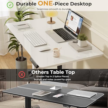 JOY worker Electric Glass Standing Desk, 35" Small Drafting Table on Wheels - color: White Glass, size: 35" * 20"