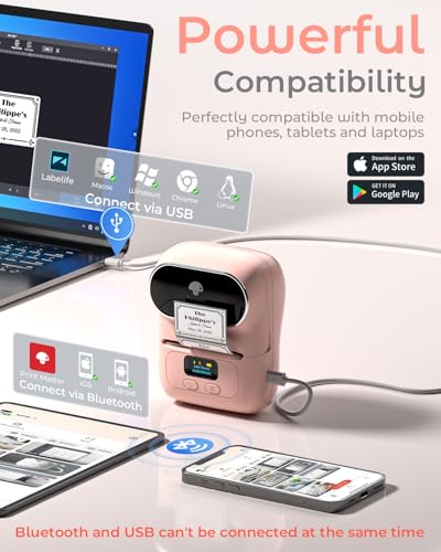 Phomemo M110 Label Maker with 3 Tapes, Bluetooth Portable Thermal Printer - color: Pink