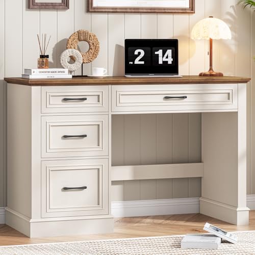 Vabches Farmhouse 47" Executive Desk with 3 Drawers, Unique White - color: Unique White, size: Style 1