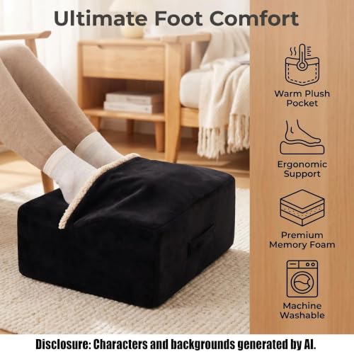 Keep Warm Foot Stool Foot Rest for Under Desk At Work | Office Footrest with Warm Feet Pocket,Ergonomic Under Deskfoot stool Stool for Office Chair & Back &Pain Relief Black+ - color: Black+