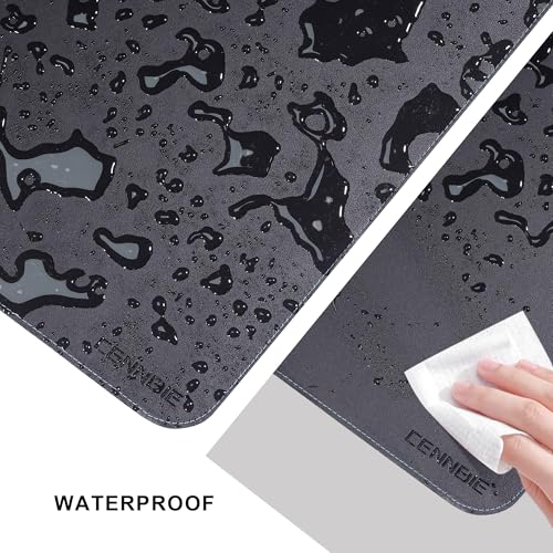 CENNBIE 39.4" x 27.5" Leather Desk Mat,Computer Mouse Pad XXL (Black) - color: Black, size: 39.4" x 27.5"