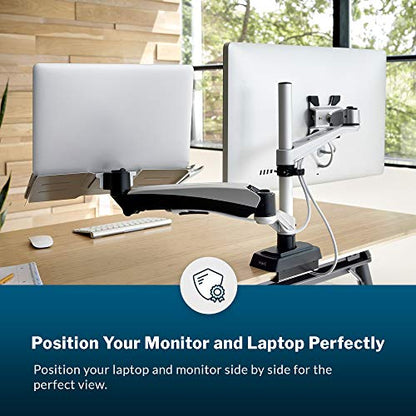 Vari Monitor Arm & Laptop Stand - VESA Compatible Mount with 360 Degree Rotation & 15" Laptop Stand with Adjustable Height, Monitors up to 27 inches, 19.8 lbs Capacity - Single Monitor & Laptop Holder - style: Monitor Arm & Laptop Stand