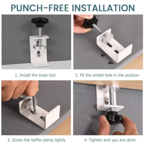JYHHCYS Felt Board Modesty Panel for Desk, 20 30 40 50 60 Inch Customizable Clamp On Desk Privacy, Sound Absorbing Cubicle Desk Divider for Above Or Below Desktop