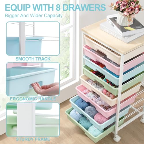 SYKIARIOL Rolling Cart with Drawers, 8 Drawers Utility Cart, Rainbow - color: Rainbow