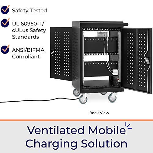 4-Pack | Line Leader 30 Unit Mobile Charging Cart with Locking Cabinets | UL Safety-Certified Charging Station for 30 Tablets, Laptops or Chromebooks | ANSI/BIFMA Standard Laptop Cart & Storage Cart - size: 4 PACK - 30 Tablet/Chromebook