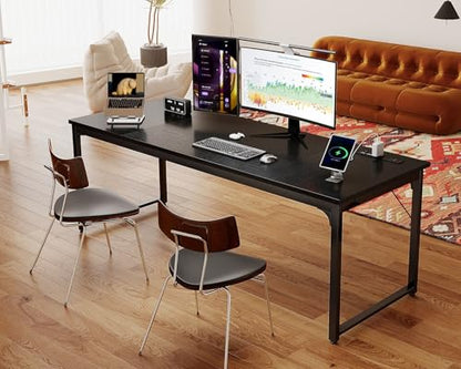 Coleshome 71 Inch Computer Desk with USB Ports, Large Office Desk, Long Study Student Writing Desk, Black - color: Black, size: 71 Inches