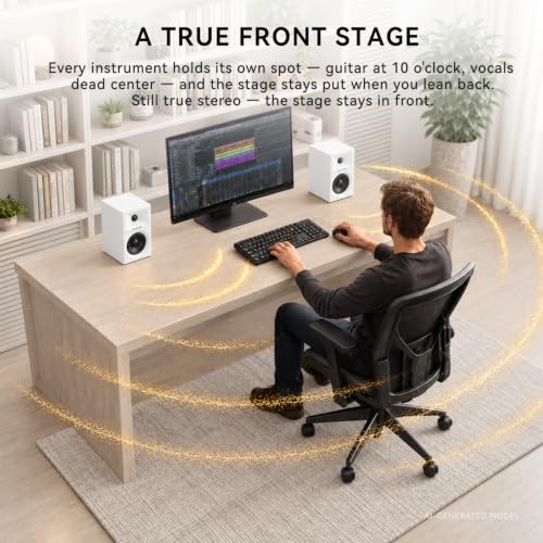 Sanyun SW203 3" 2-Way Active Bookshelf Speakers for Desktop Computer PC - color: White