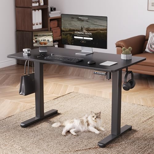 Claiks Electric Height Adjustable Standing Desk, 55x24 Inch, Black | Smooth Height Adjustment, 3 Memory Presets, Cable Management Hub&Hook, Stable Steel Frame, 176lbs Capacity, Easy Assembly - color: Black, size: 55