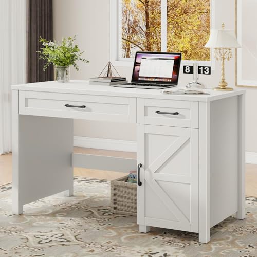 Vabches Farmhouse 47" Executive Desk with Drawers, Cream White - color: Cream White, size: 47"W