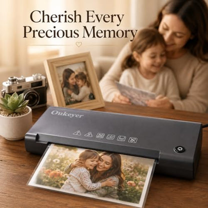 Laminator Machine, A4 Thermal Laminator with Laminating Sheets, 400mm/min High Speed Laminator, One-Touch Operation, Anti-Jam Design, Low Noise, for Home School Office Photos Documents Crafts