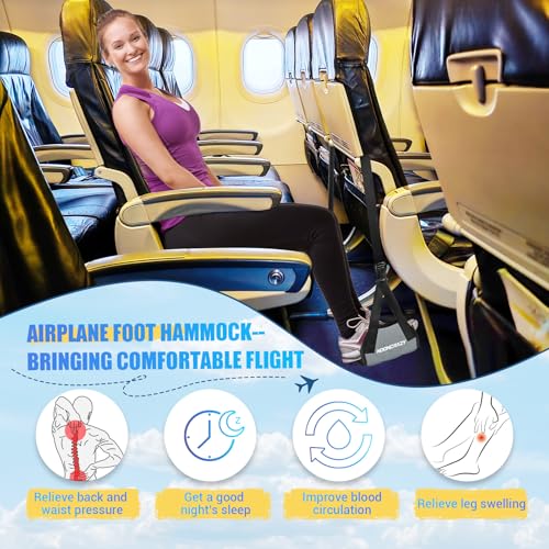 Airplane Foot Fammock, No Collapse Thickened Bamboo Plane Foot Rest Travel | Portable Airplane Foot Sling Wing with Thickened Foam & Carry Bag, Long-Flight Travel Essential Designed to Relax Your Feet - color: 1 Pc Gray