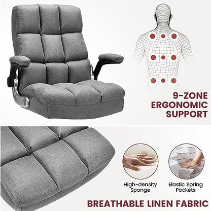 COSTWAY Ergonomic Home Office Chair with High Back and Rocking Function | Big and Tall Computer Desk Chair with Flip-up Armrest, Managerial Executive Chair for Home, Office, Meeting Room (Grey) - color: Grey