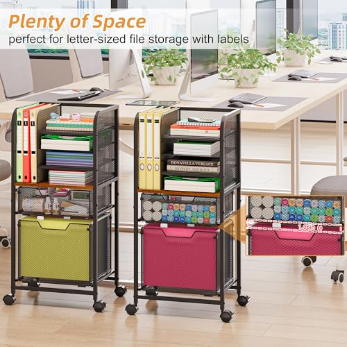 Feyejade 6-Tier Rolling File Cart Multi Mobile Drawer Cabinet Black - size: 11.81"D x 14.57"W x 31.81"H