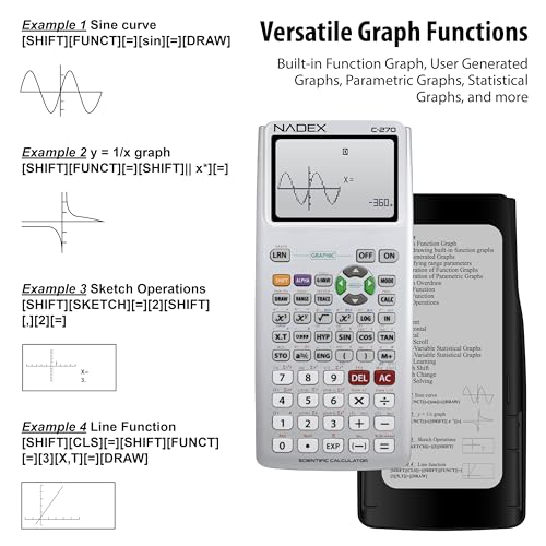 Scientific Calculator with Graphing, Includes Carrying Case, for College and High School Students, Calculus, Algebra, Geometry, Trigonometry, Statistics, Physics, Chemistry, Silver - color: Silver