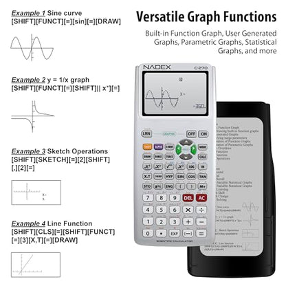 Scientific Calculator with Graphing, Includes Carrying Case, for College and High School Students, Calculus, Algebra, Geometry, Trigonometry, Statistics, Physics, Chemistry, Silver - color: Silver