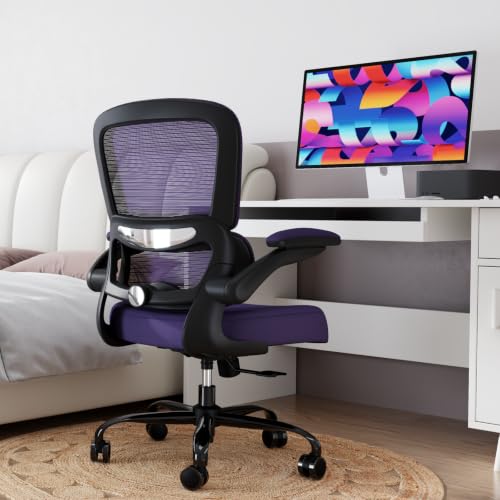 TRALT Office Chair - Ergonomic Desk Chair with Adjustable Lumbar Support, Mesh Computer Chair, Executive Chair for Home Office Comfortable Lumbar Support (1, Purple) - color: Purple