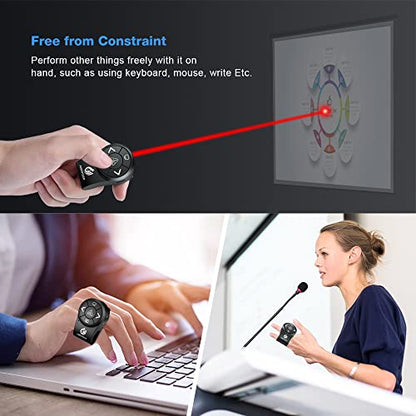 AMERTEER Wireless Presentation clicker for PowerPoint Presentations, RF 2.4GHz Finger Ring Remote, PPT Slides Clicker Pen Rechargeable - size: RF
