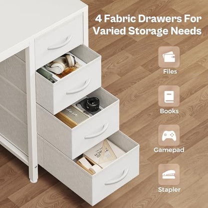 Huuger 47 inch Computer Desk with Power Outlets & 4 Drawers - color: White, size: 47 Inch