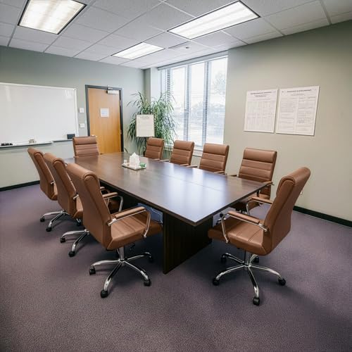 Office Desk Chair,Modern Leather Conference Room Chairs,High Back Home ofiice Chair,Adjustable Height Swivel Executive Computer Chair with Armrest and Padded Seat,Brown - color: Brown