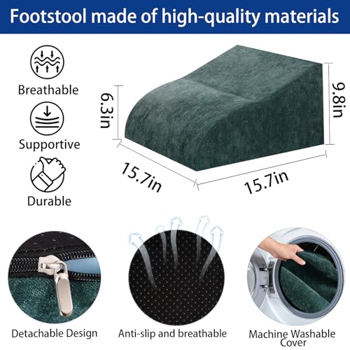 Foot Rest for Under Desk at Work, Ergonomic Under Desk Footrest with Washable Cover for Office, Home & Gaming Leg Elevation Pillow Green - color: H-green