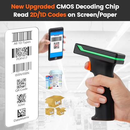 OBZ 2D Bluetooth Barcode Scanner with 2.4" Large LCD Screen,3-in-1 Wireless & Bluetooth & USB,Handheld 1D 2D PDF417 Data Matrix Image Scanner for Inventory,Retail,POS,Warehouse,Windows,Mac,iOS,Android - style: Bluetooth Scanner with Screen